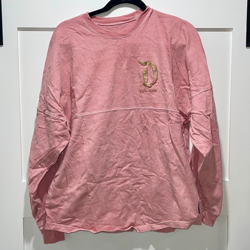 Disneyland Pink Crewneck with Gold Lettering